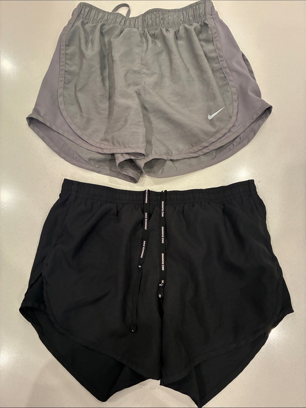 Nike Women's Gray and Black Athletic Running Shorts Duo. Both size XS
